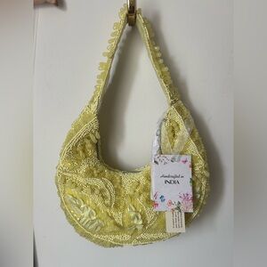 Viral Yellow Beaded Shoulder Bag Bag